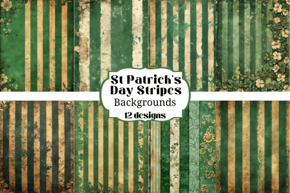 12 St Patrick's Day Stripes Backgrounds for Digital Crafters