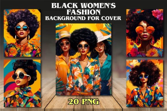 Black Women's Fashion Backgrounds: Elegant Design Assets