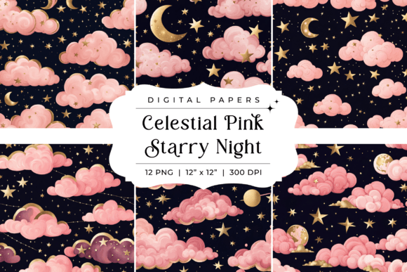 Celestial Pink Starry Night Backgrounds for Enchanted Designs