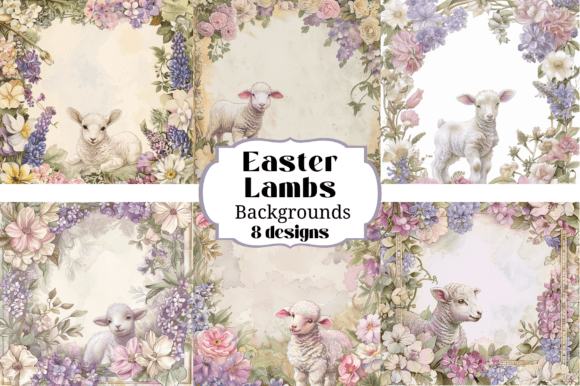Charming Easter Lamb Digital Paper: 8 Designs for Your Projects