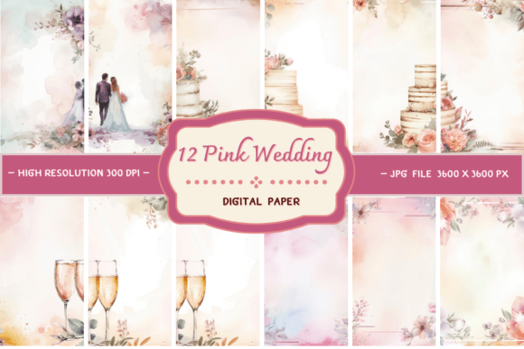 Elevate Your Designs with Pink Wedding Digital Paper Backgrounds