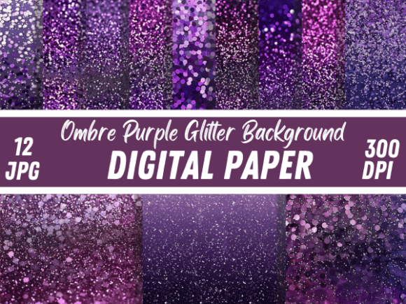 Elevate Your Projects with Ombre Purple Glitter Fabric Backgrounds