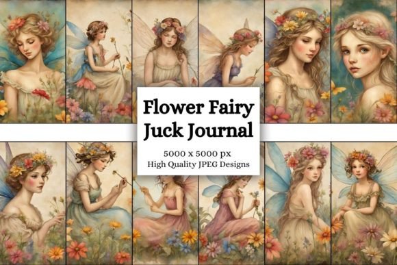 Enchanting Flower Fairy Junk Journal Backgrounds for Creative Projects