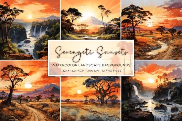 Explore Safari Landscape Watercolor Backgrounds