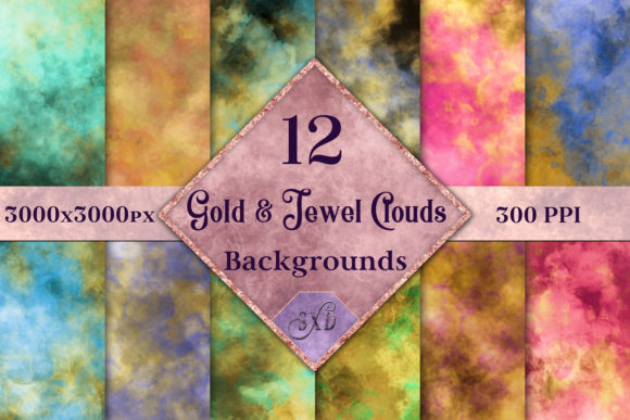 Gold and Jewel Color Clouds Backgrounds: A Rich Design Resource