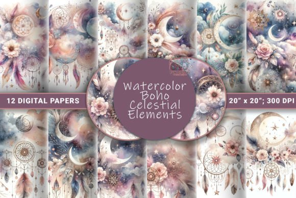 Mystical Boho Celestial Backgrounds for Dreamy Designs