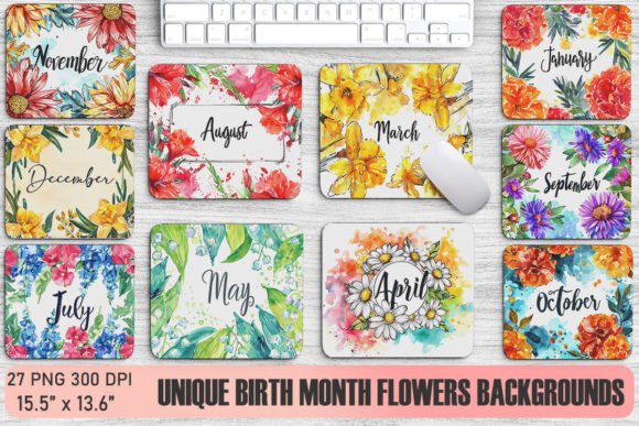 Unique Birth Month Flowers Backgrounds for Every Project