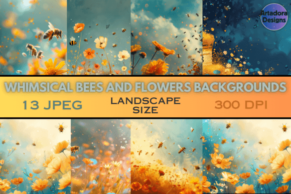 Whimsical Bees and Flowers Backgrounds for Vibrant Projects